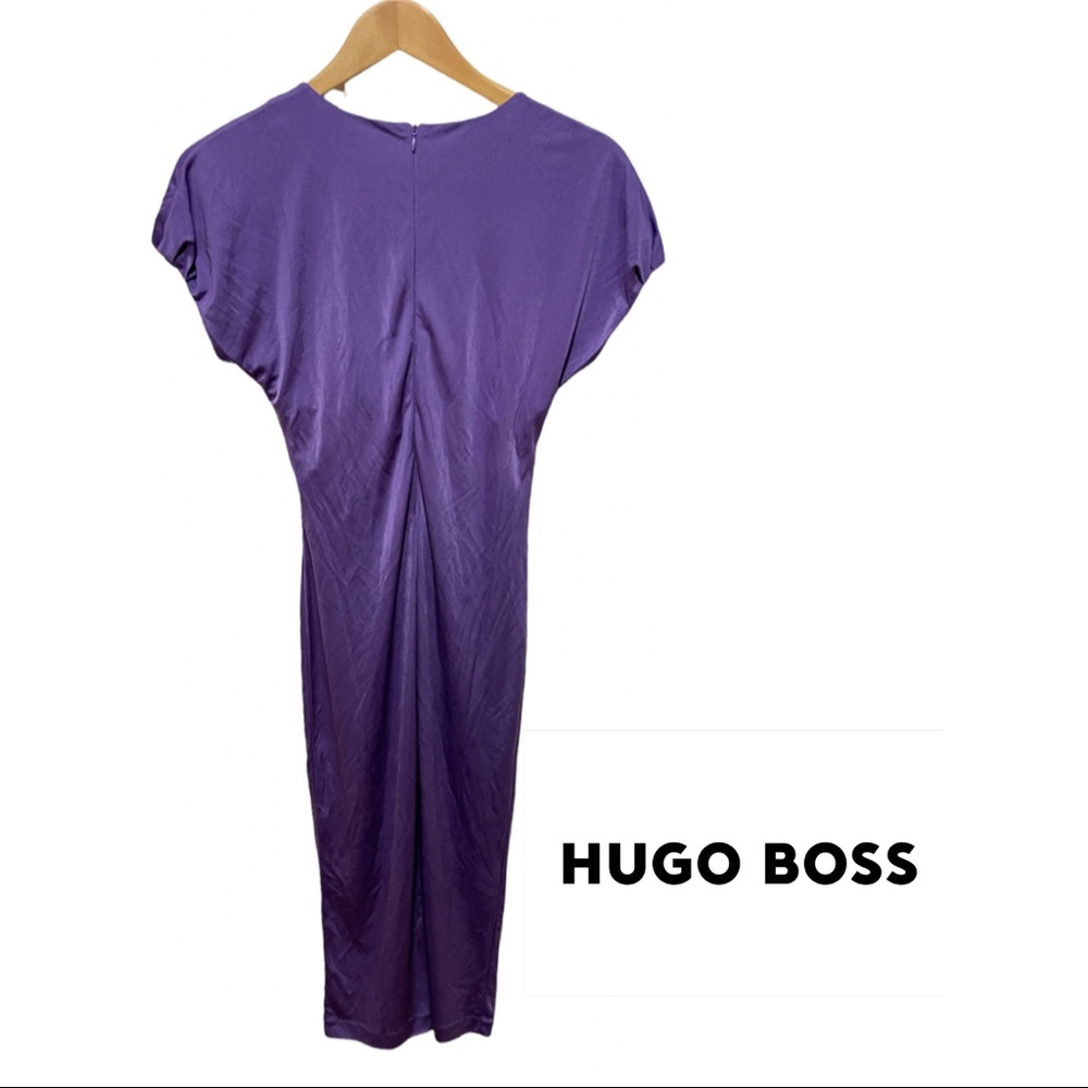 Gorgeous Purple Hugo Boss Ruched MIDI Dress